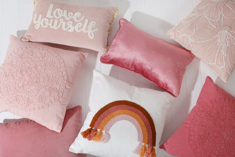 Love Yourself Embroidered Cotton Cushion With Frill