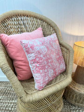 Pink Velvet Print Cushion 45 x 45cm