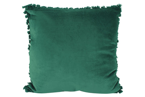 Scarlette Velvet Cushion With Tassels Forest Green
