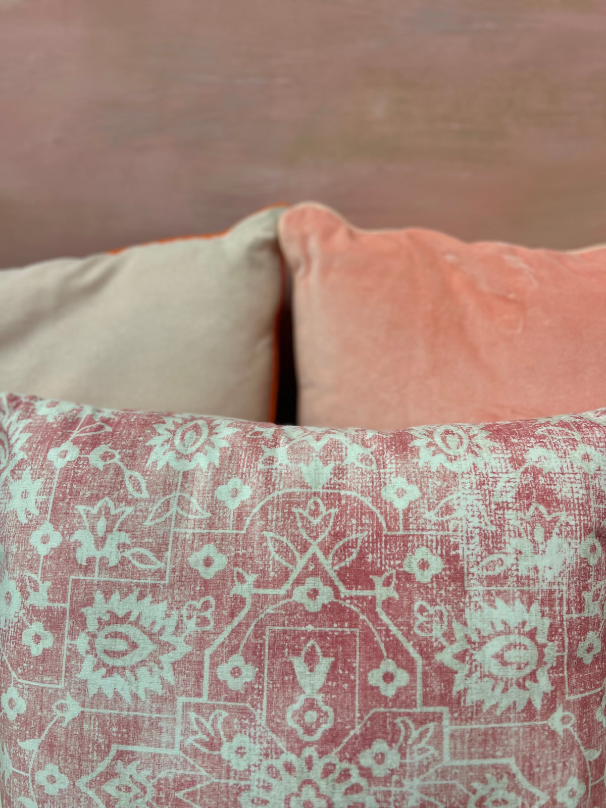 45cm Pink Tribal Print Velvet Cushion