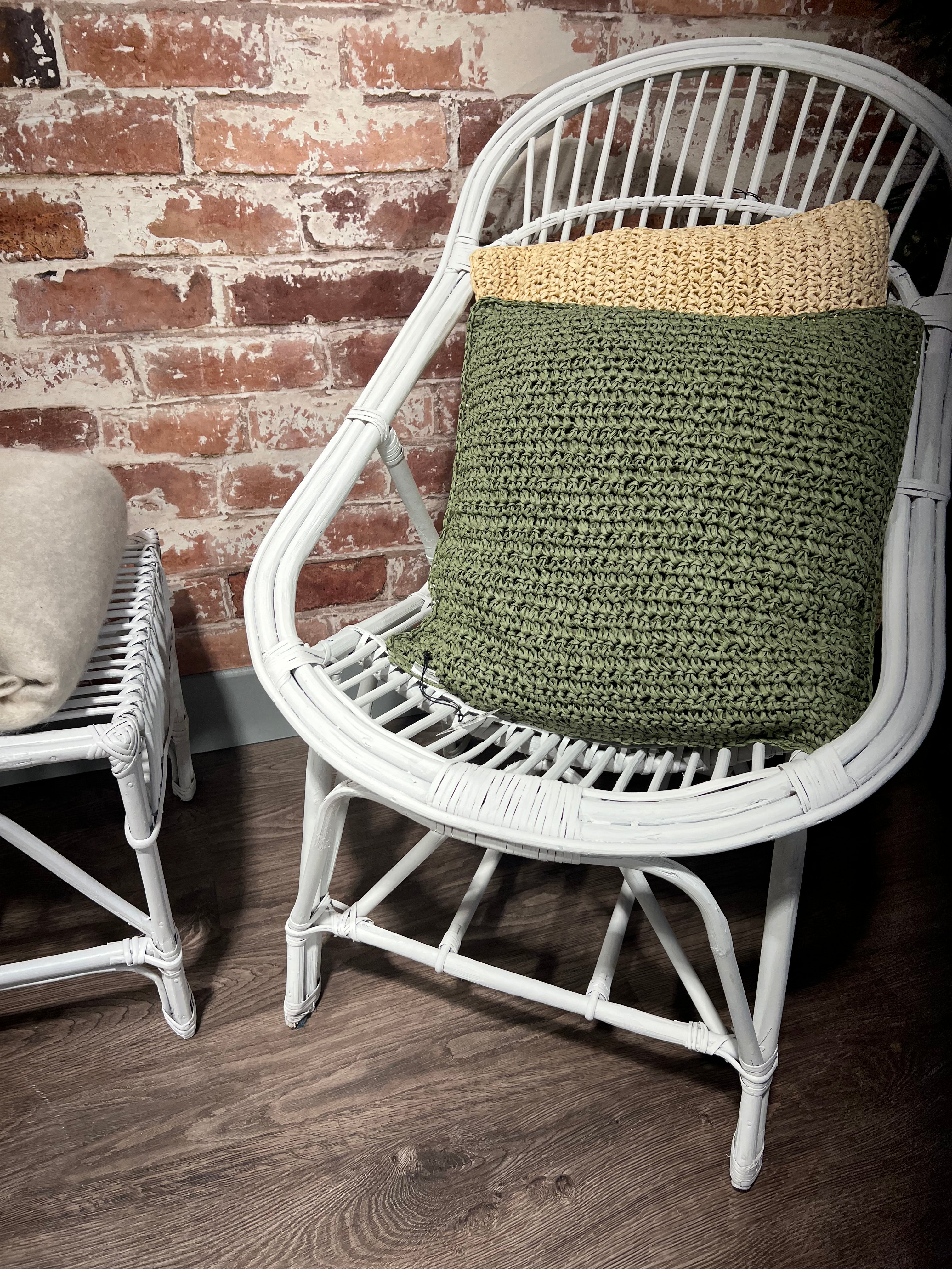 Abbey Olive Straw Cushion for sale
