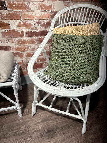 Abbey Olive Straw Cushion for sale