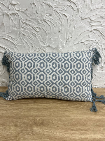 Blue Printed Cushion 50 x 30cm