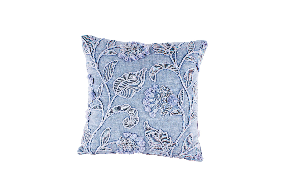 CARAH EMBROIDERED FLOWERS COTTON FILLED CUSHION