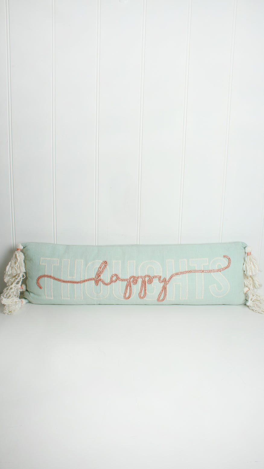 Happy Thoughts Embroidered  Cushion 82x26cm
