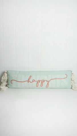 Happy Thoughts Embroidered  Cushion 82x26cm