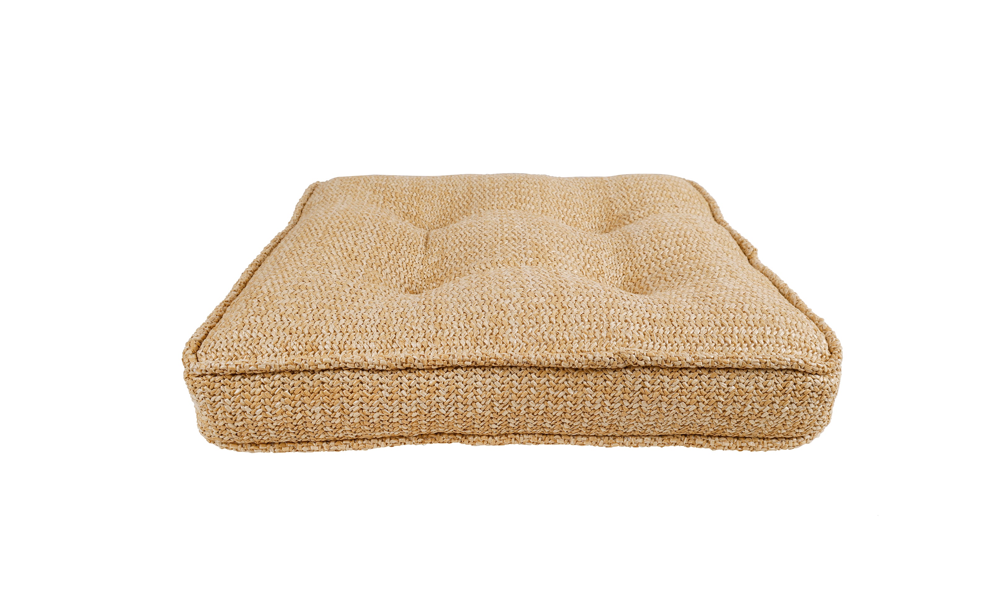 Aspen outdoor seat cushion in natural color with buttons, 42 x 40 x 5 cm