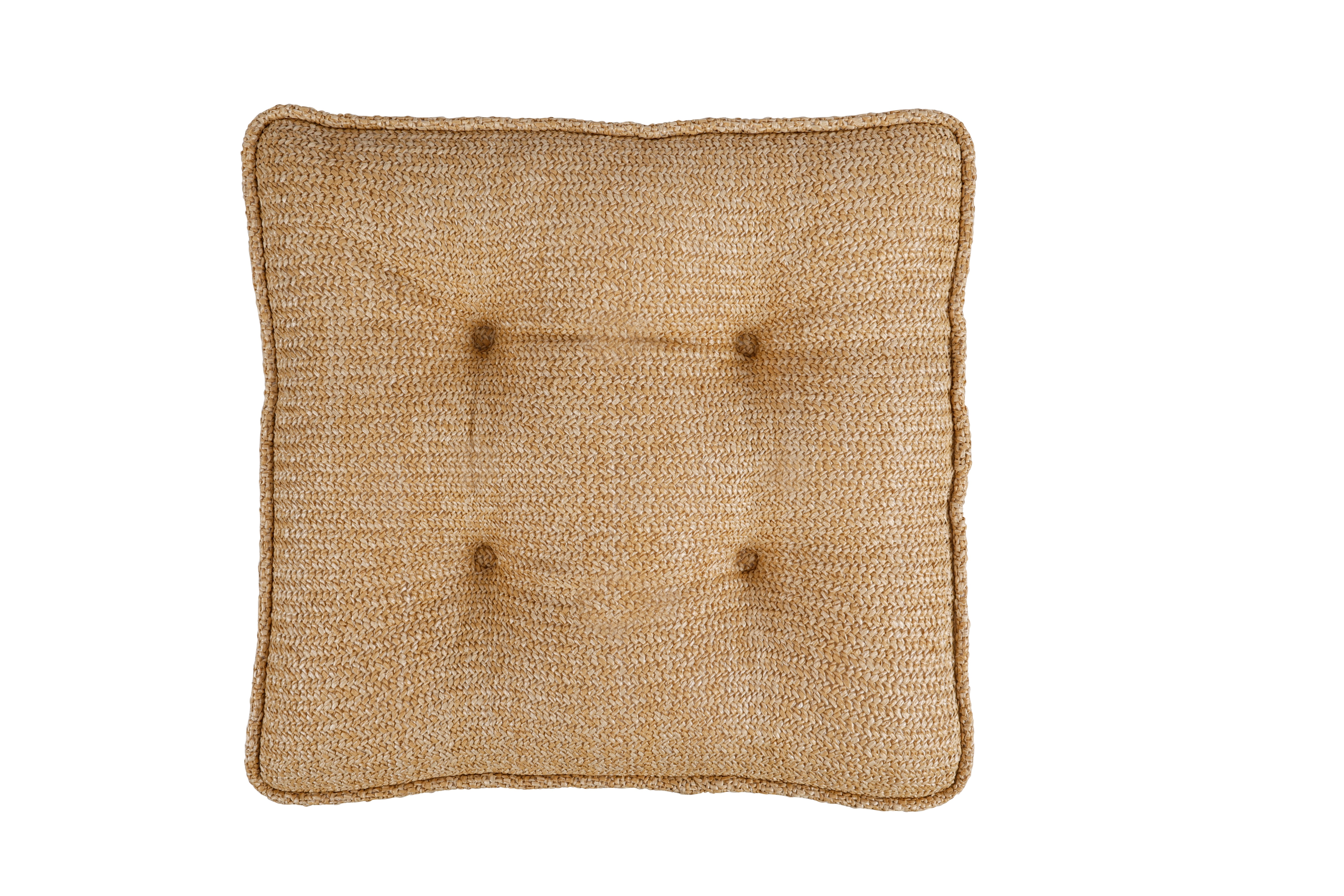 Natural-colored outdoor seat cushion with button detail, 42 x 40 x 5 cm