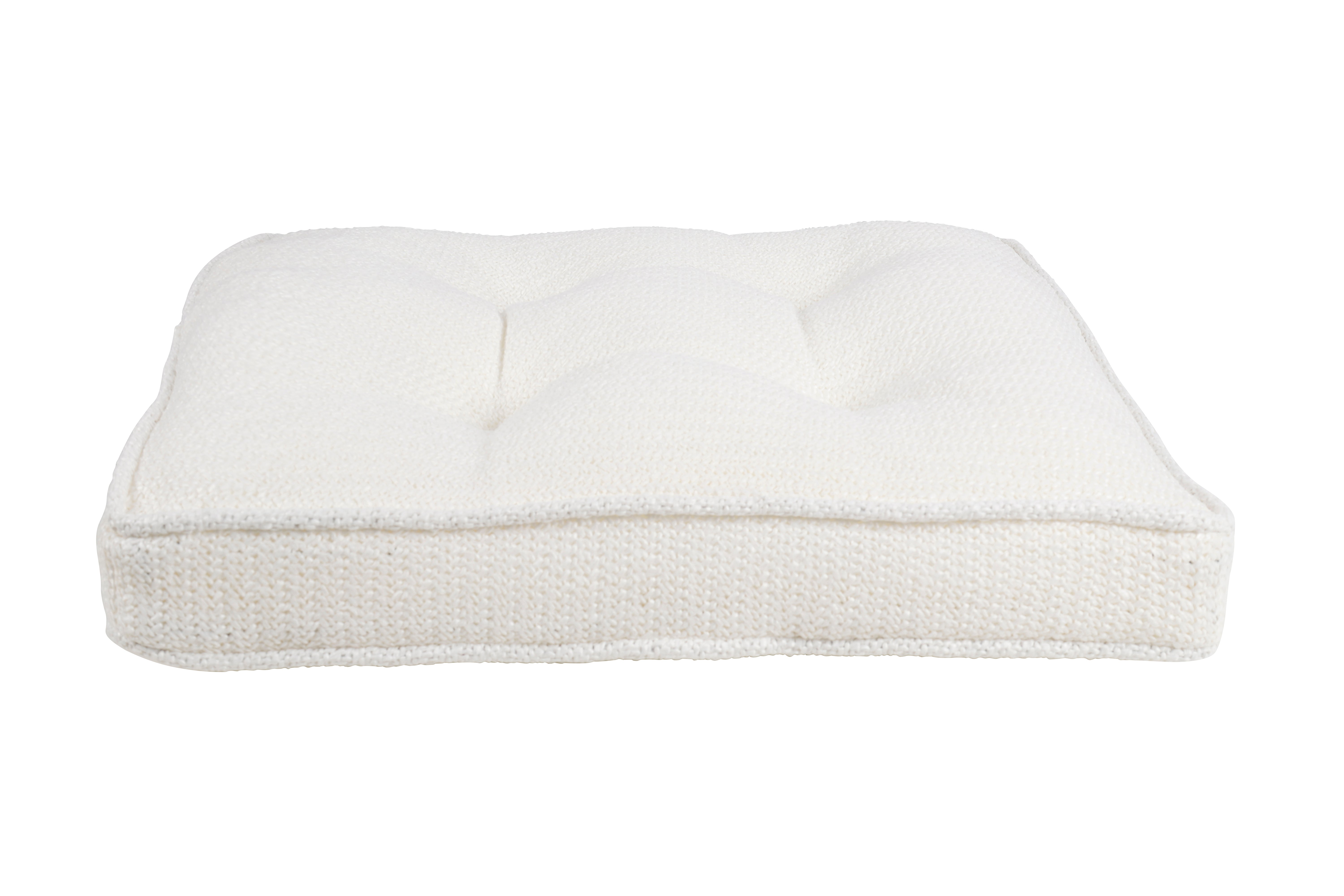 Aspen outdoor seat cushion in white with buttons, 42 x 40 x 5 cm