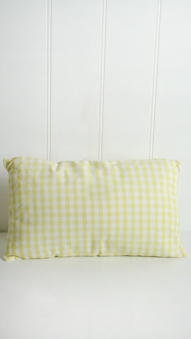 Comfortable Yellow Cotton Cushion with Gingham Pattern - 50 x 30cm