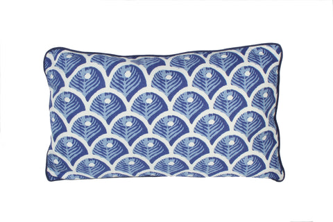 Holmes Blue Reverse Print Cotton Cushion 50 x 30cm