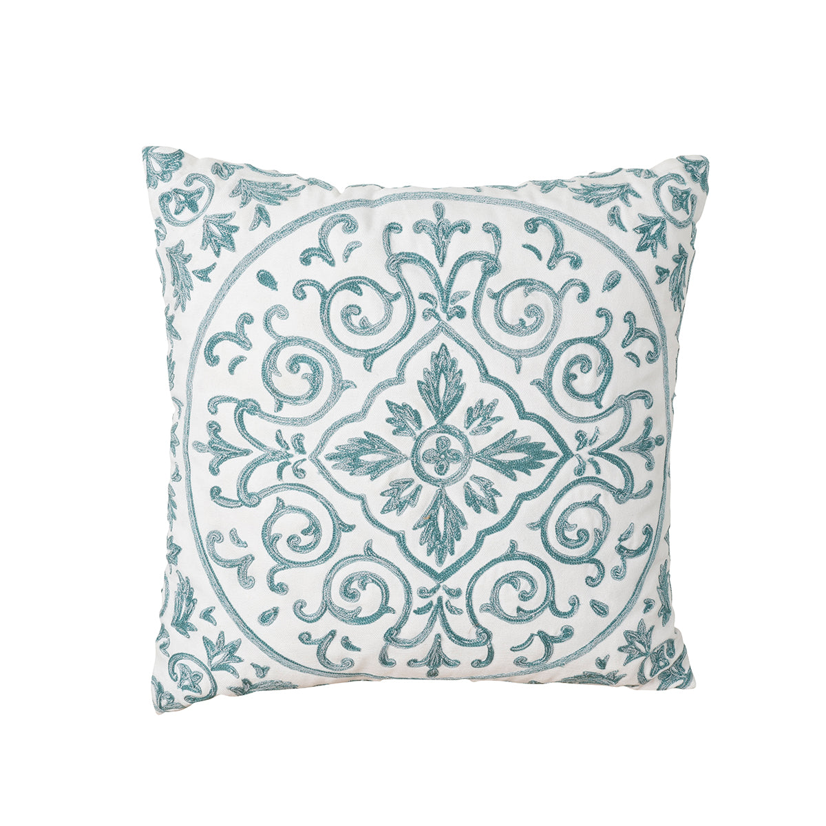 Athena Blue Embroidered Cushion Square 40 x 40cm