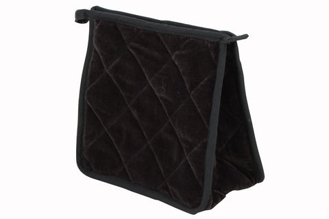 TIFFANY QUILTED VELVET COSMTCS POUCH BLACK 20 X 18 X 8cm