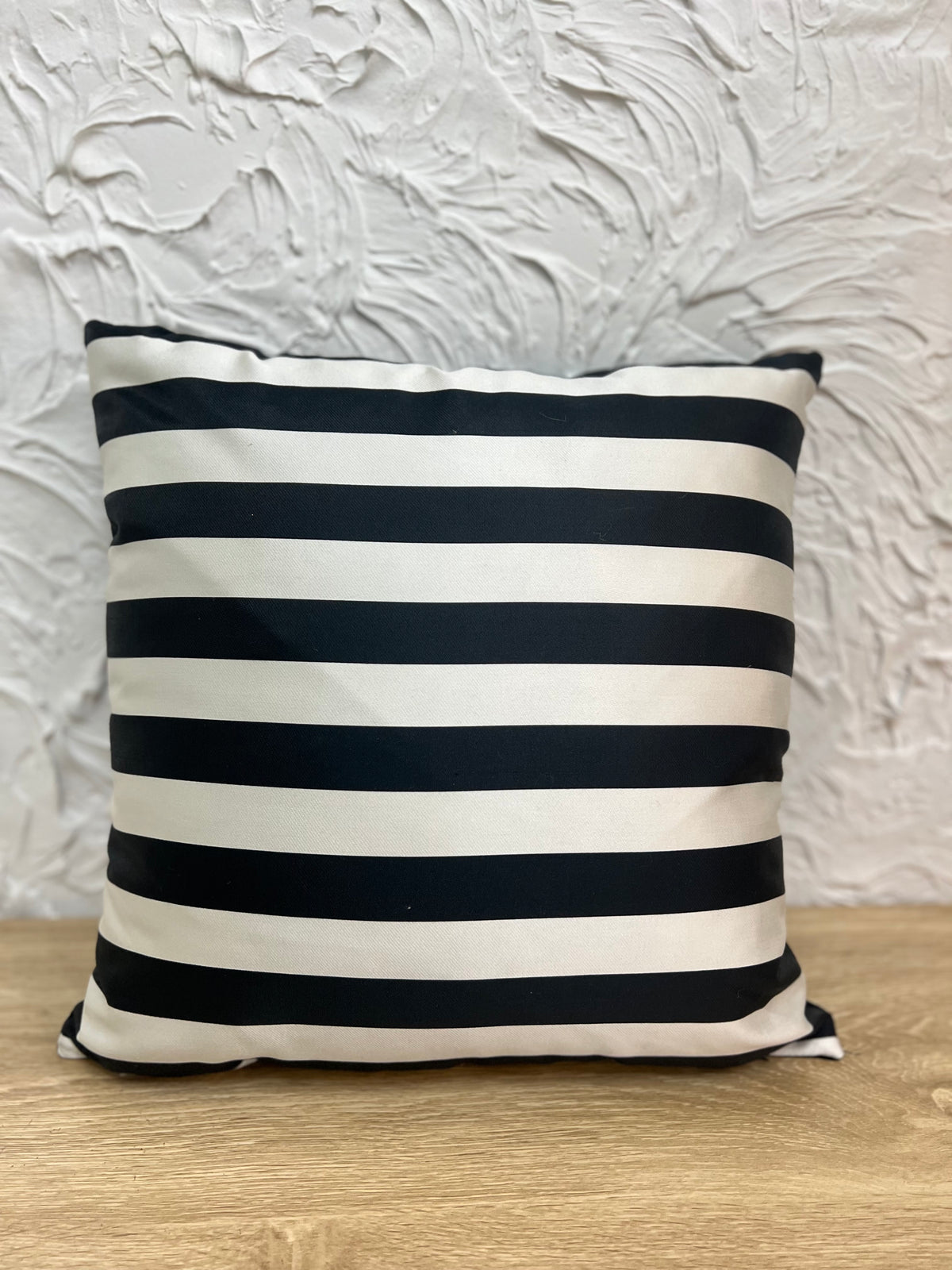 45cm Black & White Jacquard Stripe Cushion