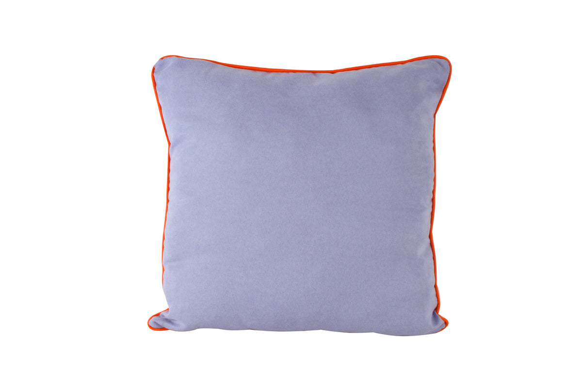 50cm Double-sided Pink & Lilac Cushion with Orange Piping