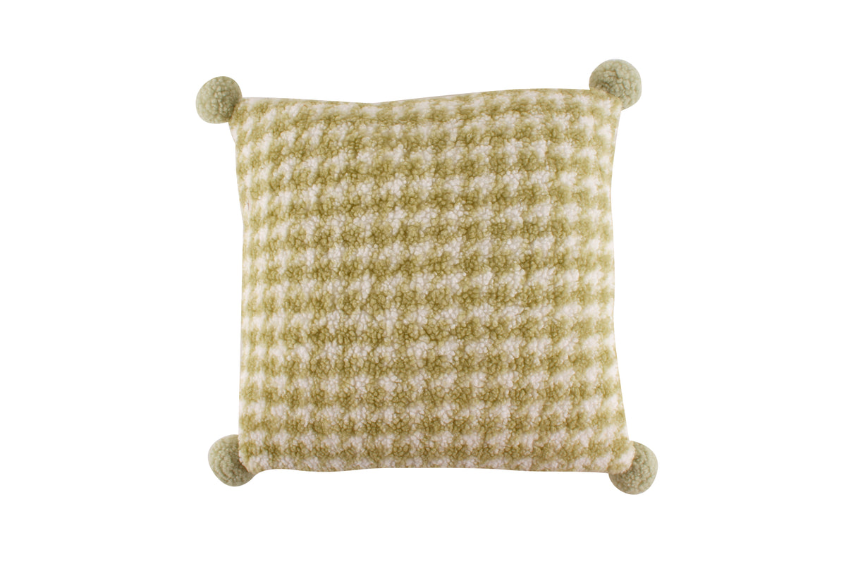 Calliope Fluffy Houndstooth Filled Cushion With Pom 50 x 50 cm