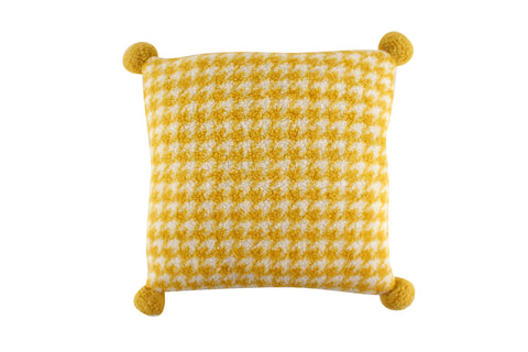 Ceres Fluffy Houndstooth Filled Cushion With Pom 50 x 50cm