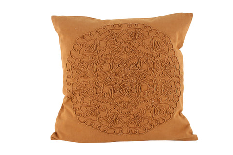 Rust Cotton Embroidered Cushion 50 x 50cm