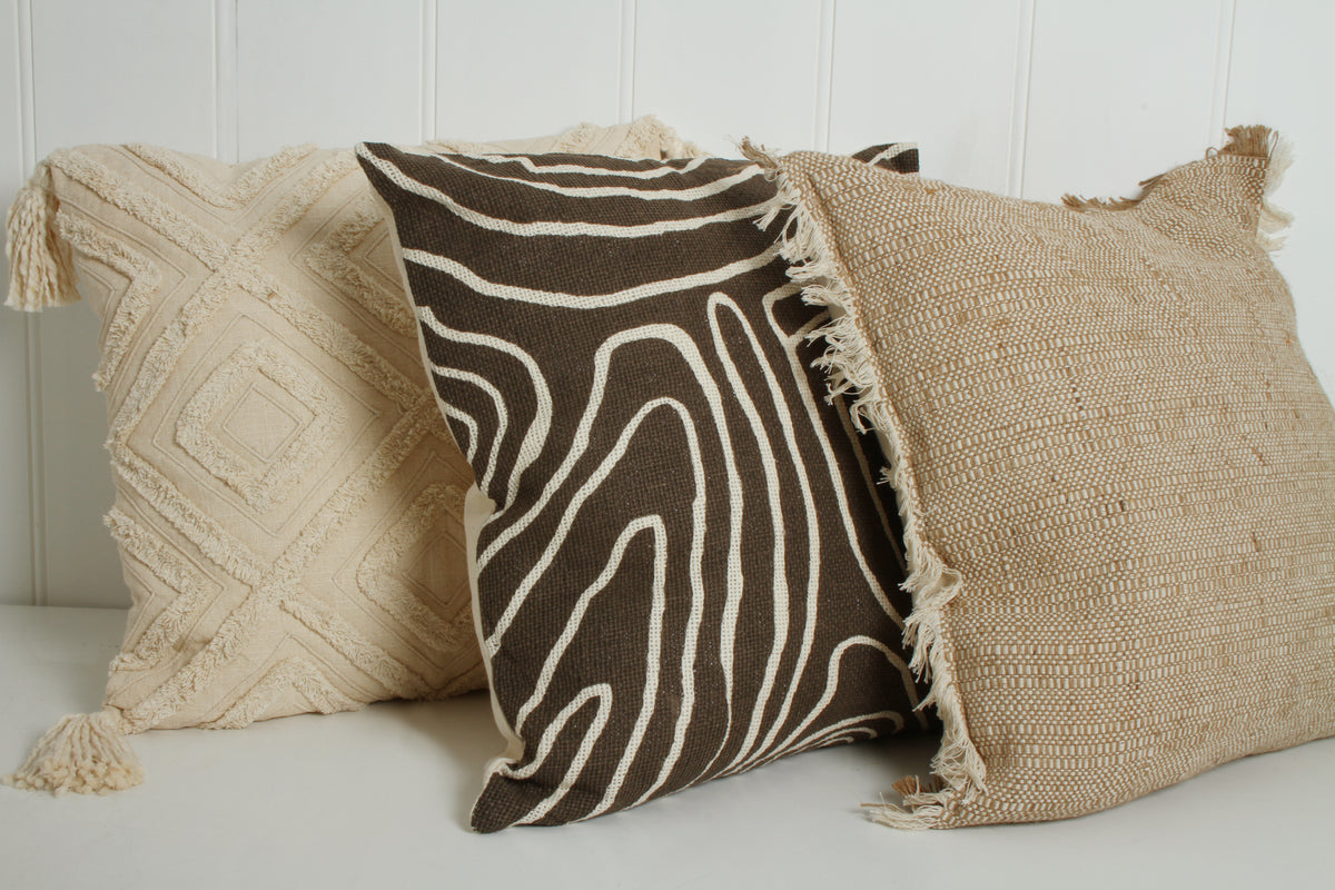 50cm Hessian Fringe Cotton Cushion