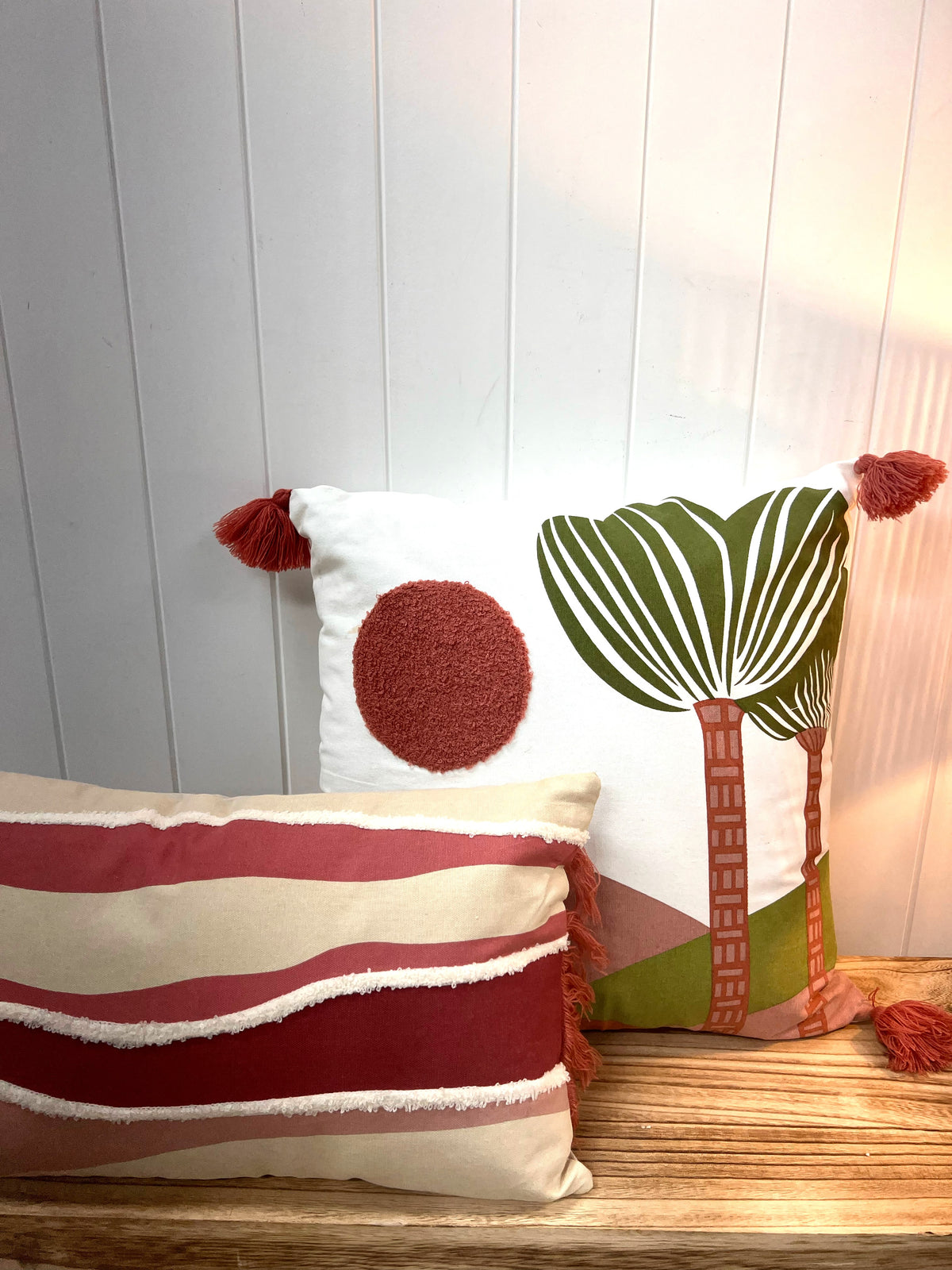 Sunrise Fringed Cotton Cushion 50x30cm