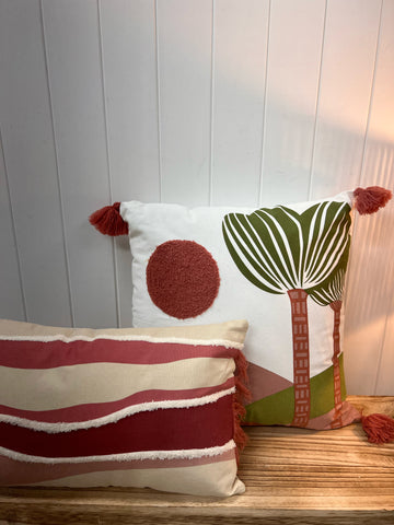 Sunrise Fringed Cotton Cushion 50 x 30cm