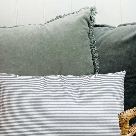 Grey Cotton Stripe Cushion 45 x 30cm