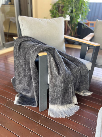 Maeve Faux Mohair Throw With Fringing