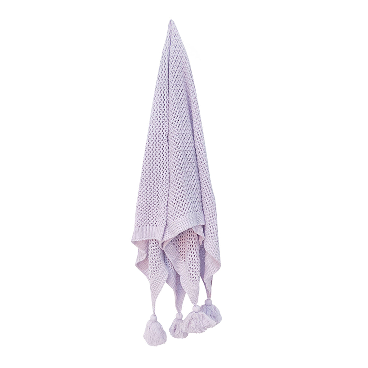 Barnes Chunky Knit Throw With Tassels Lilac