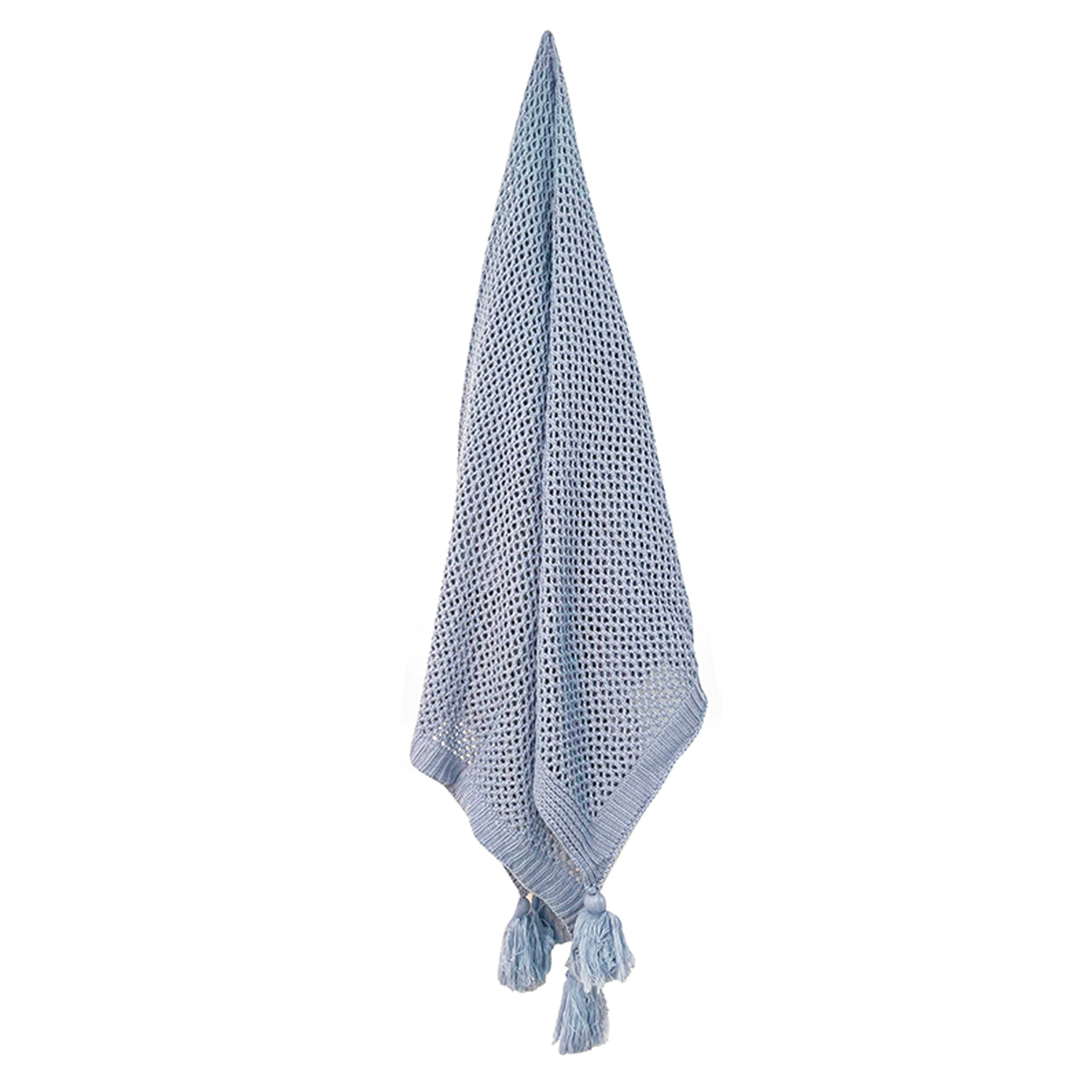 Hania Chunky Knit Throw With Tassels Smokey Blue