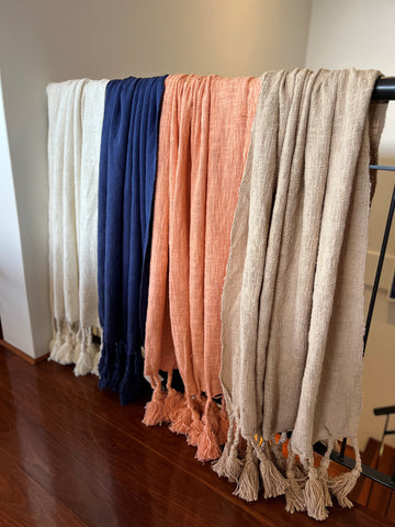 Neo Cotton Throw With Giant Tassels Nude