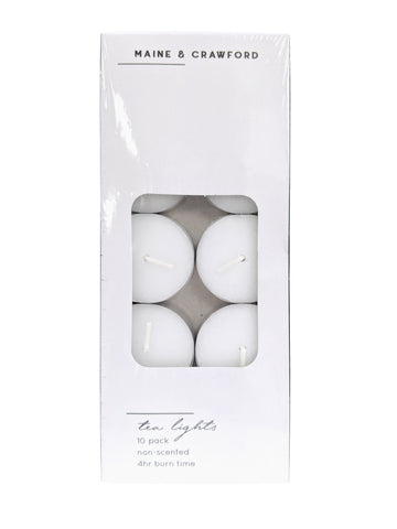 10 Pk Tealights White 4 Hours Non-Scented 19 x 8 x 2cm