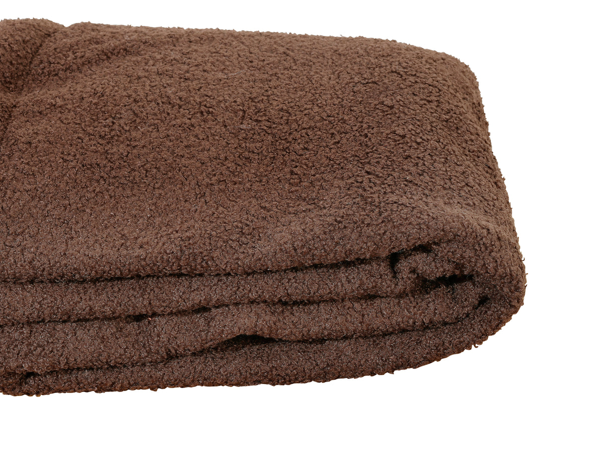 Elegant Coffee Boucle Blanket - Ideal for draping over furniture or using as a comfy layer