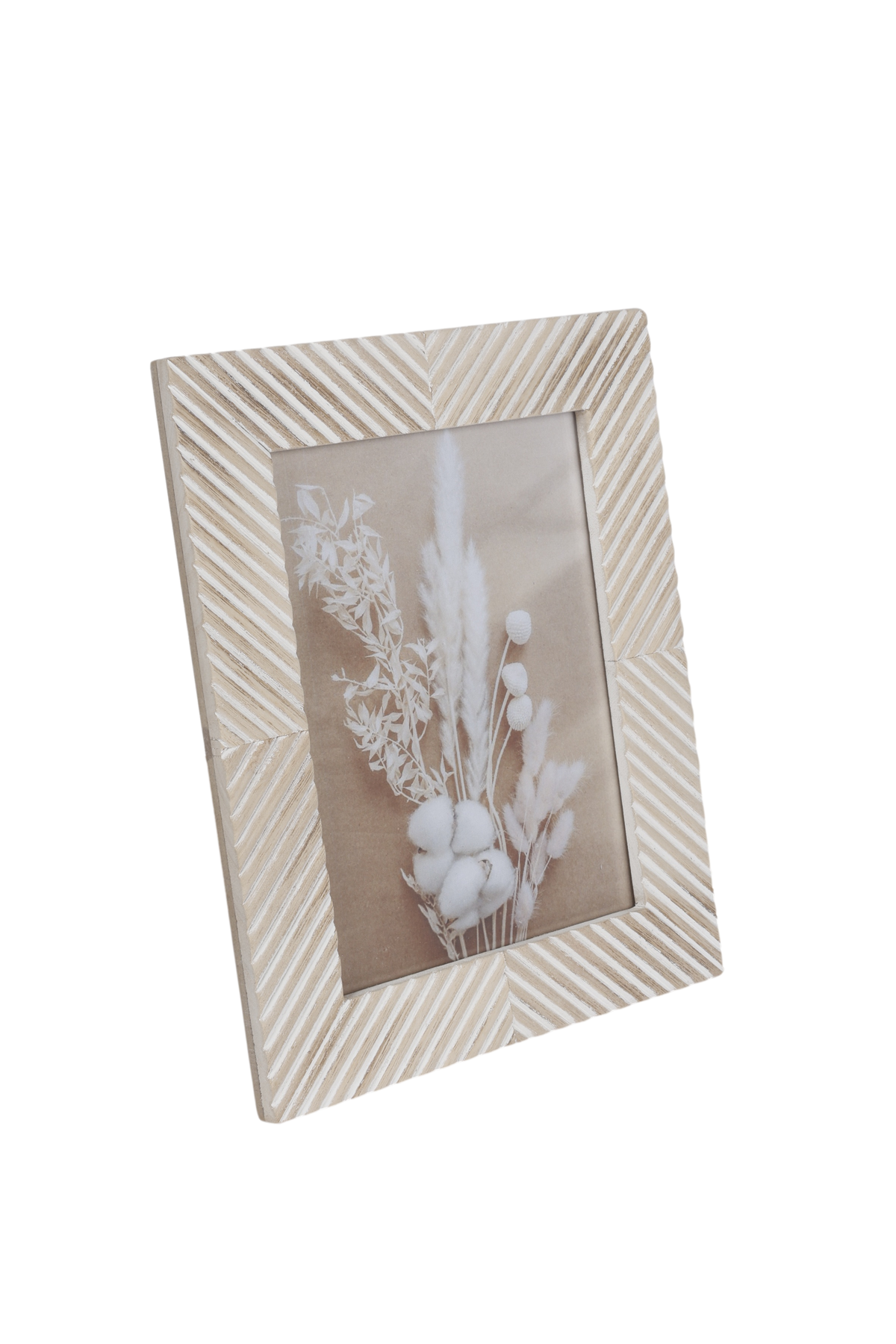 Beige & White Stripe Photo Frame 6x8in