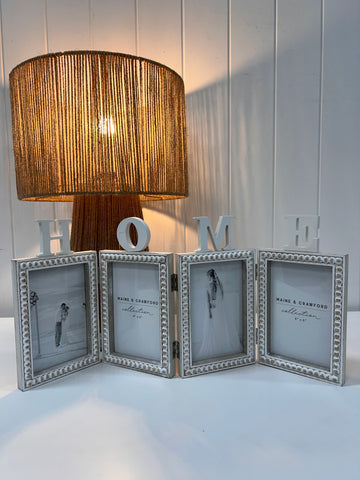 Beige & White 4 x Photo 'HOME' Folding Frame 50cm