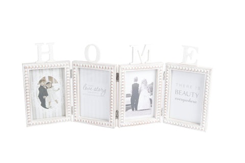 Beige & White 4 x Photo 'HOME' Folding Frame 50cm