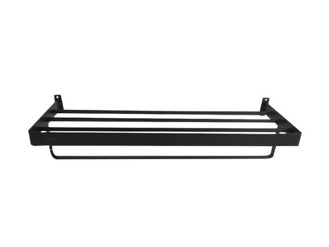 Black Metal Shelf With Rail, 59 x 23 x 14cm