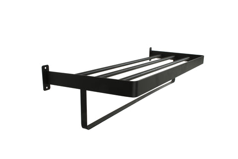 Black Metal Shelf With Rail, 59 x 23 x 14cm