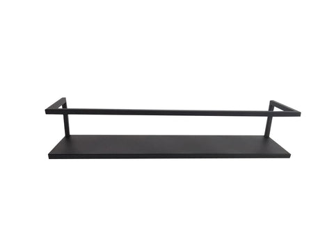 Black Metal Shelf With Rail, 50 x 13 x 10cm