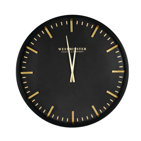 76cm Elegant Black & Gold Silent Wall Clock