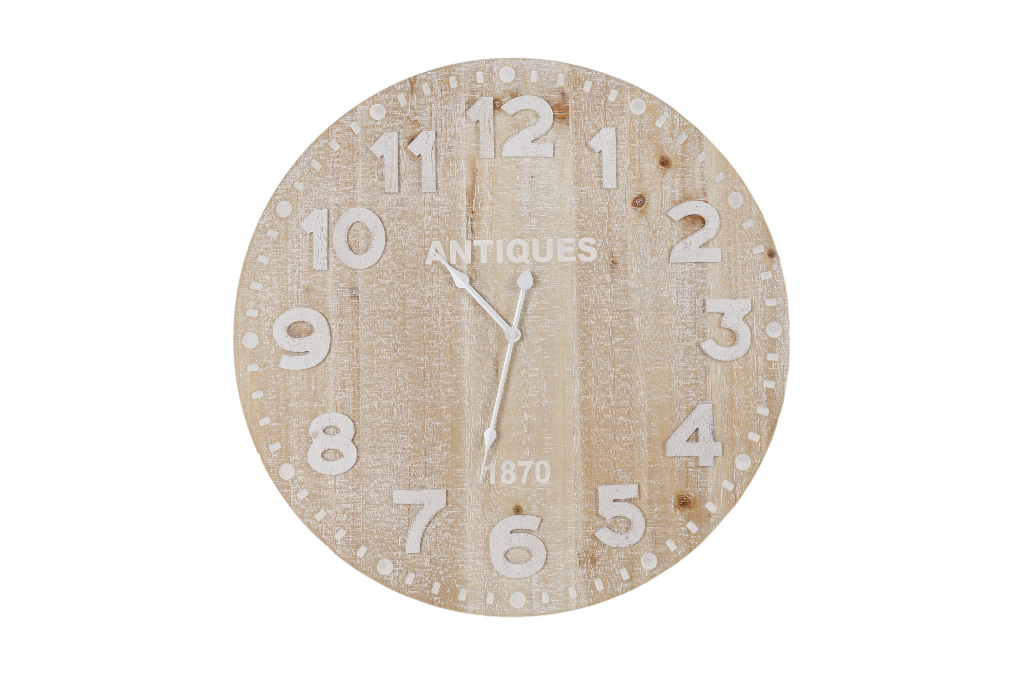 Clock 60 60CM WOODEN WALL CLOCK NATURAL & WHITE