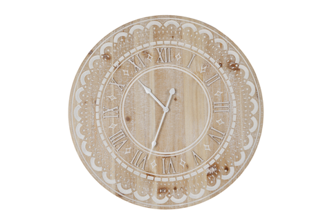 60CM WOODEN WALL CLOCK NATURAL & WHITE