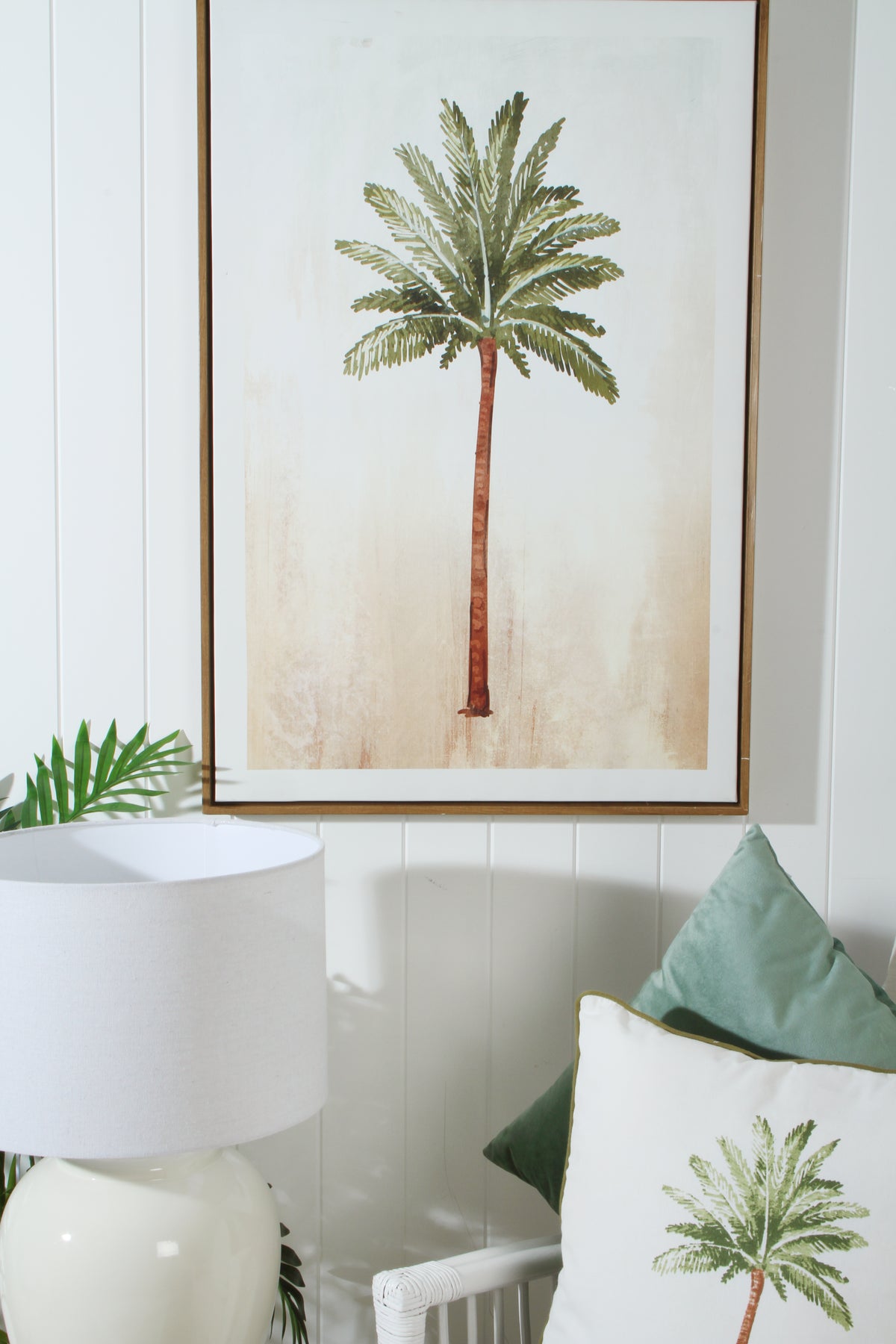 St Barts Watercolour Palm Canvas 90 x 60cm