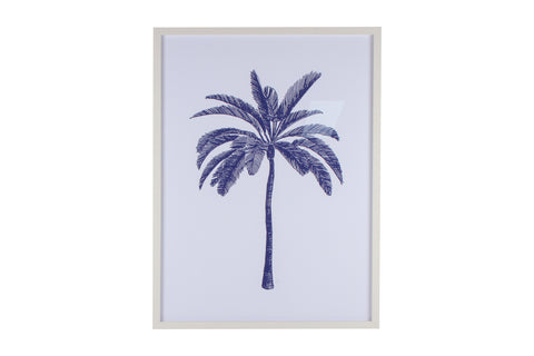 Belize Blue Watercolour Palm Framed Canvas 80 x 60cm
