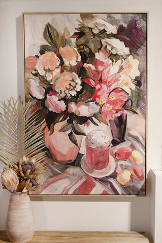 Clarence Breakfast Bouquet Canvas Framed 120 x 80cm