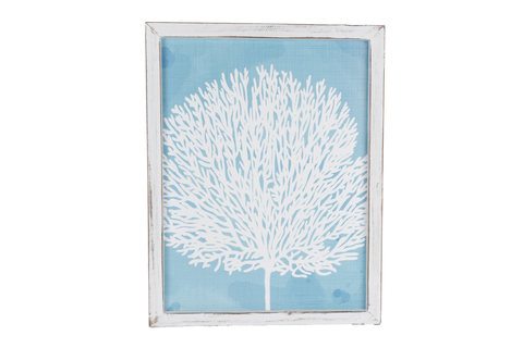 FRAMED CORAL ARTWORK BLUE & WHITE 45CM