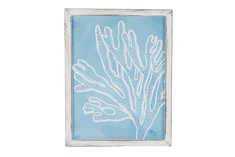 FRAMED CORAL ARTWORK BLUE & WHITE 45CM