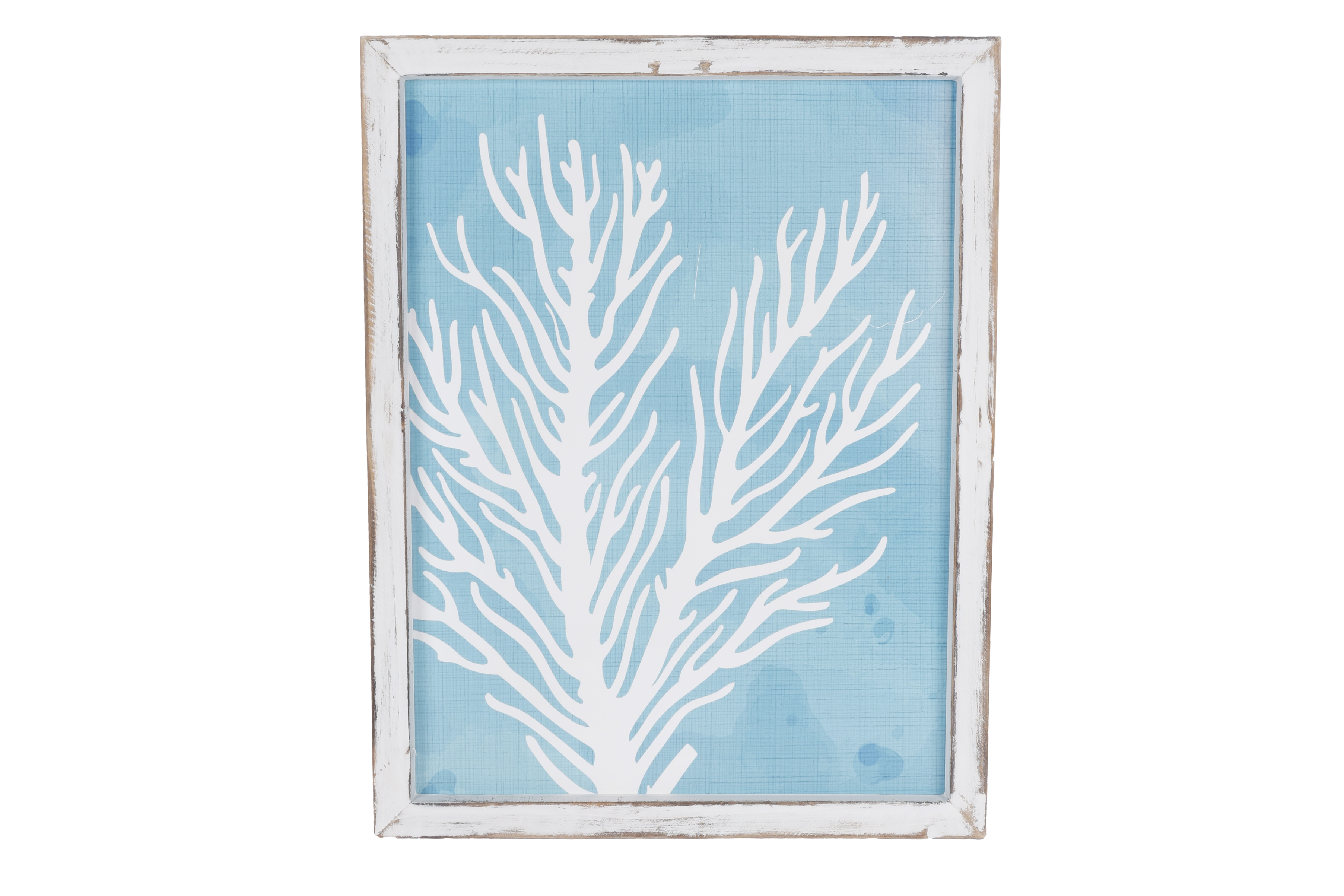 FRAMED CORAL ARTWORK BLUE & WHITE 45CM