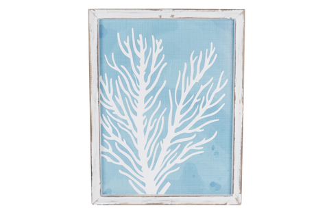 FRAMED CORAL ARTWORK BLUE & WHITE 45CM
