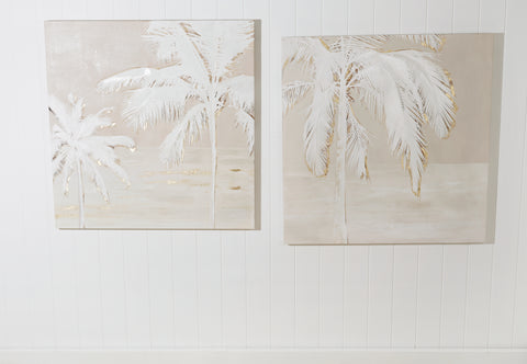CALMING PALM TREE PAINTED CANVAS 80 X 80 X 4CM