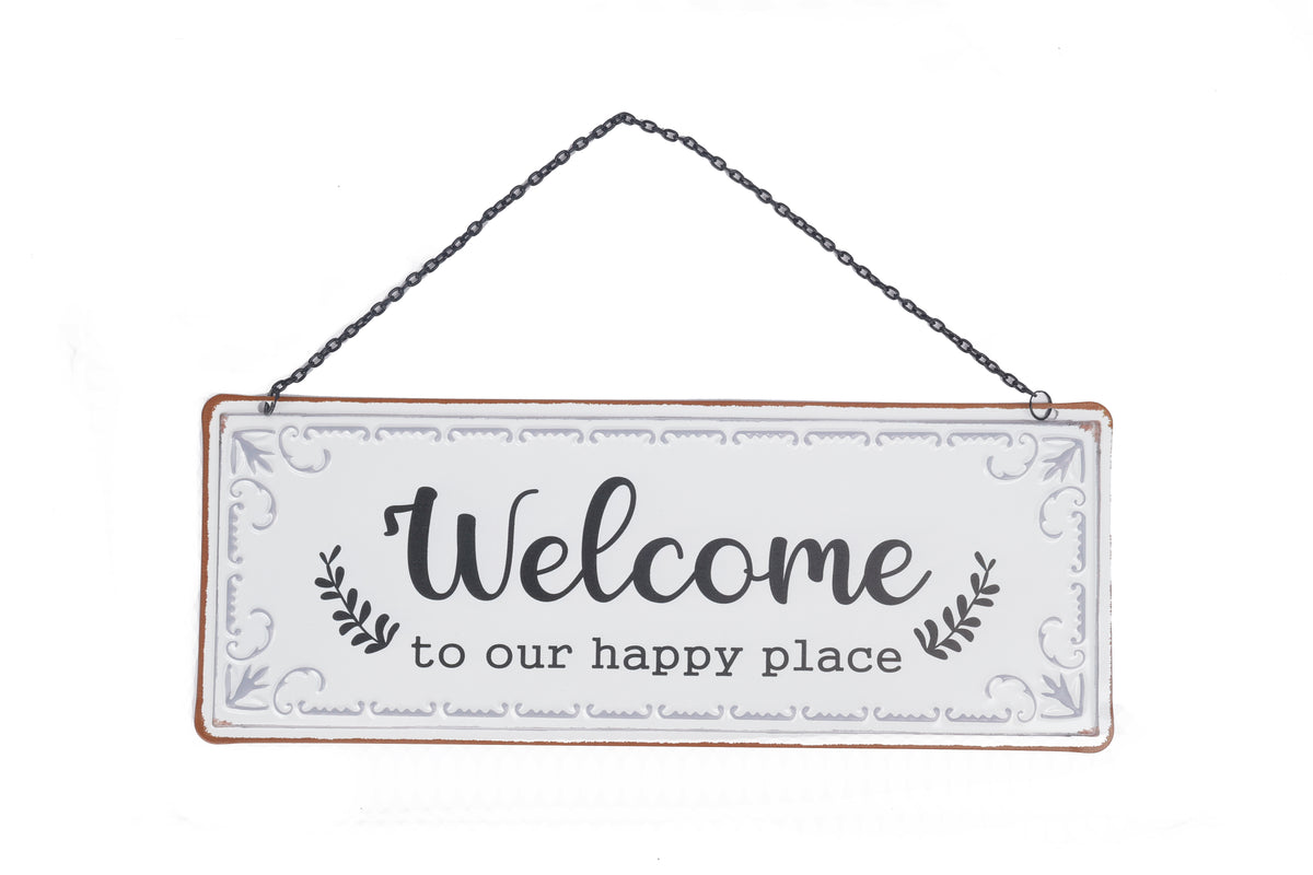 WELCOME METAL HANGING PLAQUE 37CM